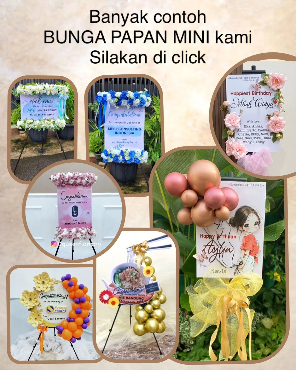buket bunga murah dqueen florist (bunga papan mini)